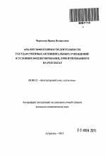 Анализ эффективности деятельности государственных (муниципальных) учреждений в условиях бюджетирования, ориентированного на результат - тема автореферата по экономике, скачайте бесплатно автореферат диссертации в экономической библиотеке