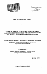 Развитие инфраструктурного обеспечения малого предпринимательства высшей школы в условиях инновационной экономики - тема автореферата по экономике, скачайте бесплатно автореферат диссертации в экономической библиотеке