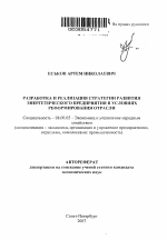 Разработка и реализация стратегии развития энергетического предприятия в условиях реформирования отрасли - тема автореферата по экономике, скачайте бесплатно автореферат диссертации в экономической библиотеке
