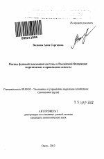 Оценка функций пенсионной системы в Российской Федерации - тема автореферата по экономике, скачайте бесплатно автореферат диссертации в экономической библиотеке