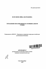 Управление образованием на муниципальном уровне - тема автореферата по экономике, скачайте бесплатно автореферат диссертации в экономической библиотеке