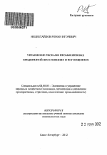 Управление рисками промышленных предприятий при слияниях и поглощениях - тема автореферата по экономике, скачайте бесплатно автореферат диссертации в экономической библиотеке