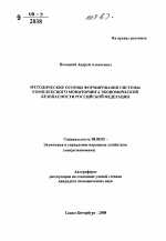 Методические основы формирования системы комплексного мониторинга экономической безопасности Российской Федерации - тема автореферата по экономике, скачайте бесплатно автореферат диссертации в экономической библиотеке