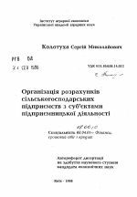 Организация расчетов сельскохозяйственных предприятий субъектами предпринимательской деятельности - тема автореферата по экономике, скачайте бесплатно автореферат диссертации в экономической библиотеке