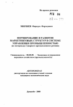 Формирование и развитие маркетинговых структур в системе управления промышленностью - тема автореферата по экономике, скачайте бесплатно автореферат диссертации в экономической библиотеке