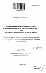 Организационно-экономический механизм функционирования сферы переработки вторичного сырья - тема автореферата по экономике, скачайте бесплатно автореферат диссертации в экономической библиотеке