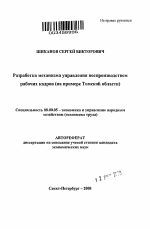 Разработка механизма управления воспроизводством рабочих кадров - тема автореферата по экономике, скачайте бесплатно автореферат диссертации в экономической библиотеке