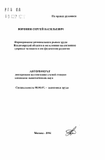 Формирование регионального рынка труда Владимирской области и его влияние на состояние здоровья человека и его физическое развитие - тема автореферата по экономике, скачайте бесплатно автореферат диссертации в экономической библиотеке