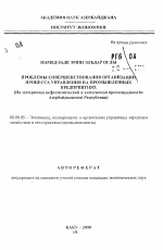 Проблемы совершенствования организации процесса управления на промышленных предприятиях (На материалах нефтехимической и химической промышленности Азербайджанской Республики) - тема автореферата по экономике, скачайте бесплатно автореферат диссертации в экономической библиотеке
