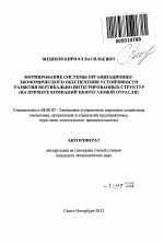 Формирование системы организационно-экономического обеспечения устойчивости развития вертикально интегрированных структур - тема автореферата по экономике, скачайте бесплатно автореферат диссертации в экономической библиотеке