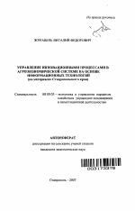 Управление инновационными процессами в агроэкономической системе на основе информационных технологий - тема автореферата по экономике, скачайте бесплатно автореферат диссертации в экономической библиотеке