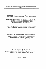 Распределение валового дохода в условиях многообразия форм собственности (на материалах сельскохозяйственных предприятий Республики Дагестан) - тема автореферата по экономике, скачайте бесплатно автореферат диссертации в экономической библиотеке