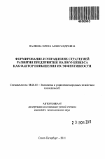 Формирование и управление стратегией развития предприятий малого бизнеса как фактор повышения их эффективности - тема автореферата по экономике, скачайте бесплатно автореферат диссертации в экономической библиотеке