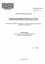 Формирование инновационной стратегии развития предприятий туристской отрасли - тема автореферата по экономике, скачайте бесплатно автореферат диссертации в экономической библиотеке