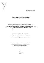 Совершенствование механизма управления стратегией деятельности холдинга торговой отрасли - тема автореферата по экономике, скачайте бесплатно автореферат диссертации в экономической библиотеке