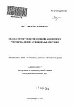 Оценка эффективности системы бюджетного регулирования на муниципальном уровне - тема автореферата по экономике, скачайте бесплатно автореферат диссертации в экономической библиотеке