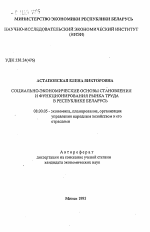 Социально-экономические основы становления и функционирования рынка труда в Республике Беларусь - тема автореферата по экономике, скачайте бесплатно автореферат диссертации в экономической библиотеке