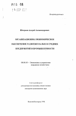 Организационно-экономическое обеспечение развития малых и средних предприятий в промышленности - тема автореферата по экономике, скачайте бесплатно автореферат диссертации в экономической библиотеке