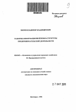 Развитие информационной инфраструктуры предпринимательской деятельности - тема автореферата по экономике, скачайте бесплатно автореферат диссертации в экономической библиотеке