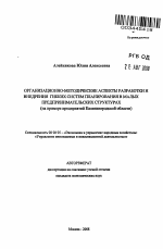 Организационно-методические аспекты разработки и внедрения гибких систем планирования в малых предпринимательских структурах - тема автореферата по экономике, скачайте бесплатно автореферат диссертации в экономической библиотеке