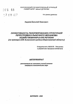 Эффективность реформирования структурной перестройки и рыночного механизма хозяйствования в АПК региона - тема автореферата по экономике, скачайте бесплатно автореферат диссертации в экономической библиотеке