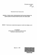 Оценка социально-экономической эффективности деятельности некоммерческих организаций - тема автореферата по экономике, скачайте бесплатно автореферат диссертации в экономической библиотеке