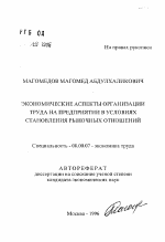 Экономические аспекты организации труда на предприятиях в условиях становления рыночных отношений - тема автореферата по экономике, скачайте бесплатно автореферат диссертации в экономической библиотеке