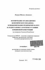 Формирование организационно-экономического механизма функционирования предприятий малого и среднего бизнеса в регионе в условиях повышенной конкуренции - тема автореферата по экономике, скачайте бесплатно автореферат диссертации в экономической библиотеке