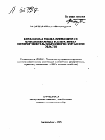 КОМПЛЕКСНАЯ ОЦЕНКА ЭФФЕКТИВНОСТИ ФУНКЦИОНИРОВАНИЯ КООПЕРАТИВНЫХ ПРЕДПРИЯТИЙ В СЕЛЬСКОМ ХОЗЯЙСТВЕ КУРГАНСКОЙ ОБЛАСТИ - тема автореферата по экономике, скачайте бесплатно автореферат диссертации в экономической библиотеке