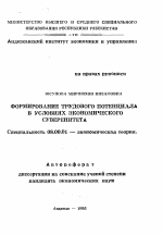 Формирование трудового потенциала в условиях экономического суверенитета - тема автореферата по экономике, скачайте бесплатно автореферат диссертации в экономической библиотеке