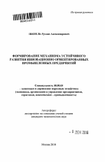 Формирование механизма устойчивого развития инновационно ориентированных промышленных предприятий - тема автореферата по экономике, скачайте бесплатно автореферат диссертации в экономической библиотеке