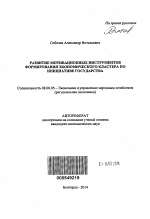 Развитие мотивационных инструментов формирования экономического кластера по инициативе государства - тема автореферата по экономике, скачайте бесплатно автореферат диссертации в экономической библиотеке