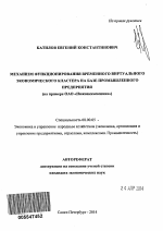 Механизм функционирования временного виртуального экономического кластера на базе промышленного предприятия - тема автореферата по экономике, скачайте бесплатно автореферат диссертации в экономической библиотеке