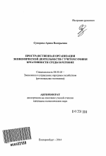 Пространственная организация экономической деятельности с учетом уровня креативности среды в регионе - тема автореферата по экономике, скачайте бесплатно автореферат диссертации в экономической библиотеке