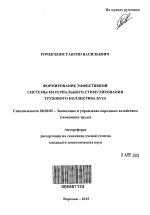 Формирование эффективной системы материального стимулирования трудового коллектива вуза - тема автореферата по экономике, скачайте бесплатно автореферат диссертации в экономической библиотеке