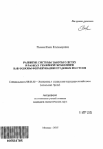 Развитие системы заботы о детях в рамках семейной экономики как основы формирования трудовых ресурсов - тема автореферата по экономике, скачайте бесплатно автореферат диссертации в экономической библиотеке