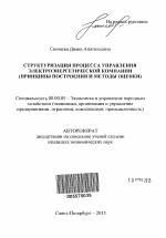 Структуризация процесса управления электроэнергетической компании - тема автореферата по экономике, скачайте бесплатно автореферат диссертации в экономической библиотеке