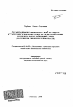 Организационно-экономический механизм стратегического мониторинга социальной сферы муниципальных районов региона - тема автореферата по экономике, скачайте бесплатно автореферат диссертации в экономической библиотеке