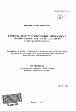 Формирование стратегии развития регионального энергомашиностроительного кластера - тема автореферата по экономике, скачайте бесплатно автореферат диссертации в экономической библиотеке