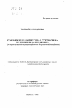 Становление и развитие учета и отчетности на предприятиях малого бизнеса - тема автореферата по экономике, скачайте бесплатно автореферат диссертации в экономической библиотеке