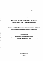 Механизм реализации крупных проектов в социально-культурной сфере региона - тема автореферата по экономике, скачайте бесплатно автореферат диссертации в экономической библиотеке