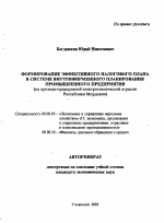 Формирование эффективного налогового плана в системе внутрифирменного планирования промышленного предприятия - тема автореферата по экономике, скачайте бесплатно автореферат диссертации в экономической библиотеке