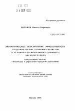 Экономическое обоснование эффективности создания малых угольных разрезов в условиях регионального дефицита энергоресурсов - тема автореферата по экономике, скачайте бесплатно автореферат диссертации в экономической библиотеке