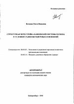 Структурная перестройка банковской системы региона в условиях развития рыночных отношений - тема автореферата по экономике, скачайте бесплатно автореферат диссертации в экономической библиотеке