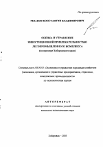 Оценка и управление инвестиционной привлекательностью лесопромышленного комплекса - тема автореферата по экономике, скачайте бесплатно автореферат диссертации в экономической библиотеке