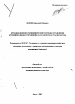 Организационно-экономические методы управления муниципальным городским пассажирским транспортом - тема автореферата по экономике, скачайте бесплатно автореферат диссертации в экономической библиотеке