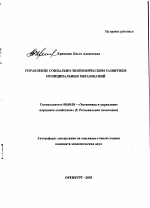 Управление социально-экономическим развитием муниципальных образований - тема автореферата по экономике, скачайте бесплатно автореферат диссертации в экономической библиотеке