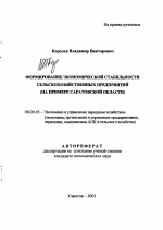 Формирование экономической стабильности сельскохозяйственных предприятий - тема автореферата по экономике, скачайте бесплатно автореферат диссертации в экономической библиотеке