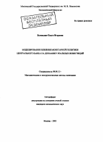 Моделирование влияния монетарной политики Центрального Банка на динамику реальных инвестиций - тема автореферата по экономике, скачайте бесплатно автореферат диссертации в экономической библиотеке