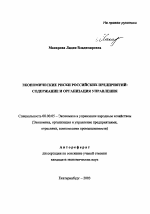 Экономические риски российских предприятий: содержание и организация управления - тема автореферата по экономике, скачайте бесплатно автореферат диссертации в экономической библиотеке